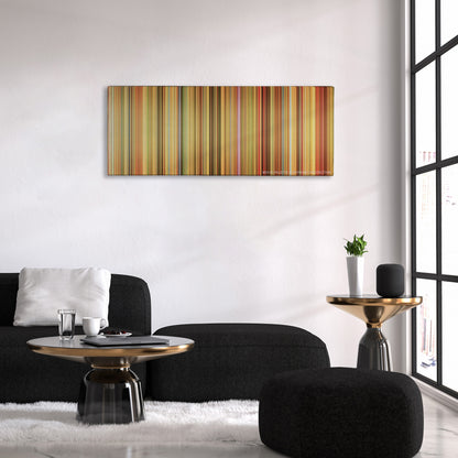 Amelie color palette canvas above a black sofa with a gold-topped table