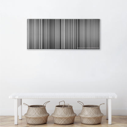 Modern Times color palette canvas above a white bench with three woven baskets