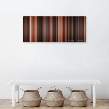 Bad Santa color palette canvas above a white bench with three woven baskets