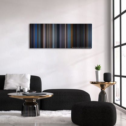 Unbreakable color palette canvas above a black sofa with a gold-topped table