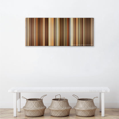 Thank You for Smoking color palette canvas above a white bench with three woven baskets