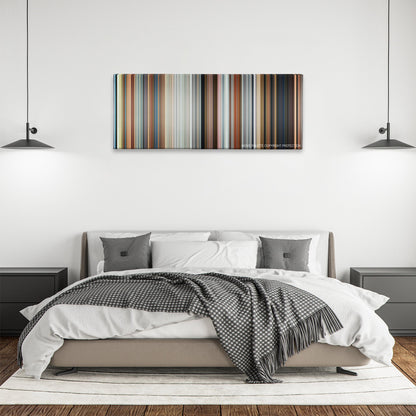 Zombieland: Double Tap color palette canvas above a bed, between two black pendant lamps