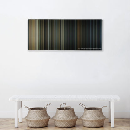 The Texas Chainsaw Massacre color palette canvas above a white bench with three woven baskets