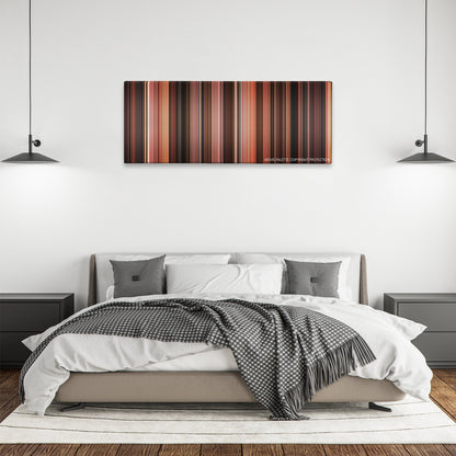 Bad Santa color palette canvas above a bed, between two black pendant lamps