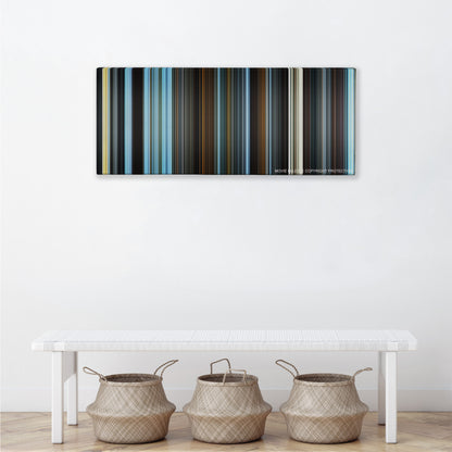 Silent Hill color palette canvas above a white bench with three woven baskets