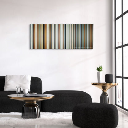 The Killing of a Sacred Deer color palette canvas above a black sofa with a gold-topped table