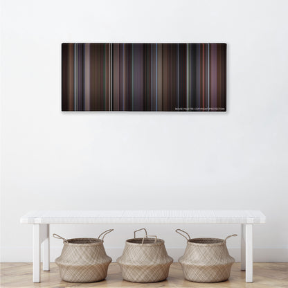 The Sixth Sense color palette canvas above a white bench with three woven baskets