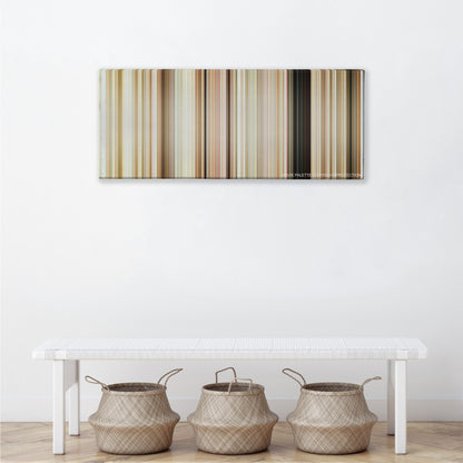 What's Eating Gilbert Grape color palette canvas above a white bench with three woven baskets