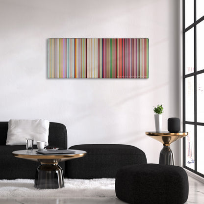 South Park: Bigger, Longer & Uncut color palette canvas above a black sofa with a gold-topped table