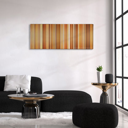 Blue Jasmine color palette canvas above a black sofa with a gold-topped table