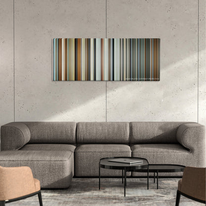 The Killing of a Sacred Deer color palette canvas on a concrete wall above a gray sectional sofa