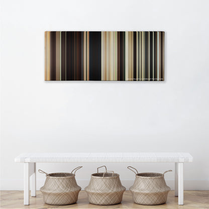 Cowboys & Aliens color palette canvas above a white bench with three woven baskets