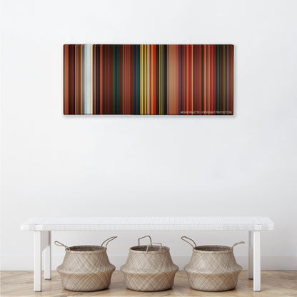 Anastasia color palette canvas above a white bench with three woven baskets