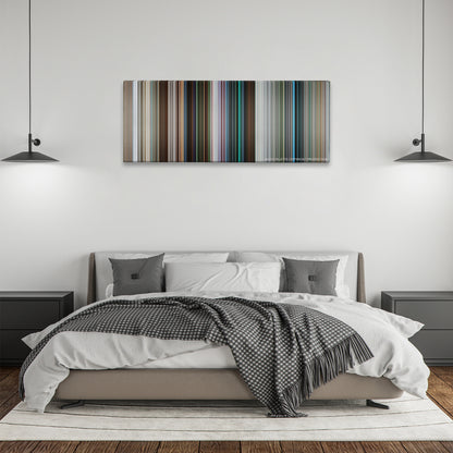 How to Train Your Dragon 2 color palette canvas above a bed, between two black pendant lamps