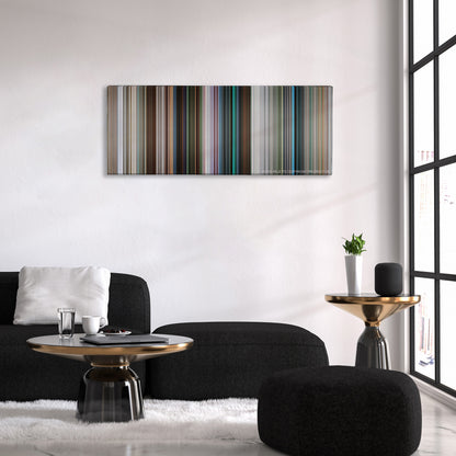 How to Train Your Dragon 2 color palette canvas above a black sofa with a gold-topped table
