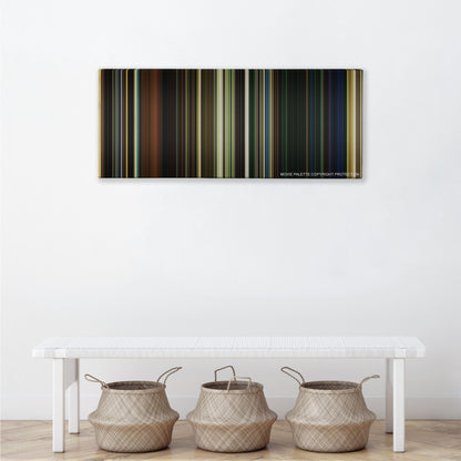 It Chapter Two color palette canvas above a white bench with three woven baskets