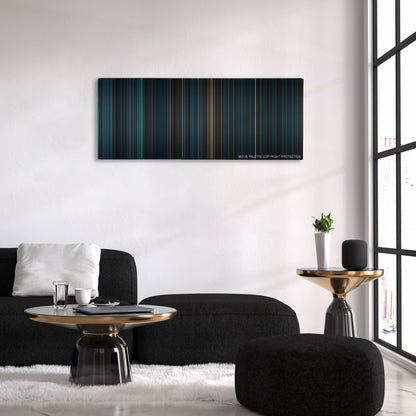 Underworld: Evolution color palette canvas above a black sofa with a gold-topped table