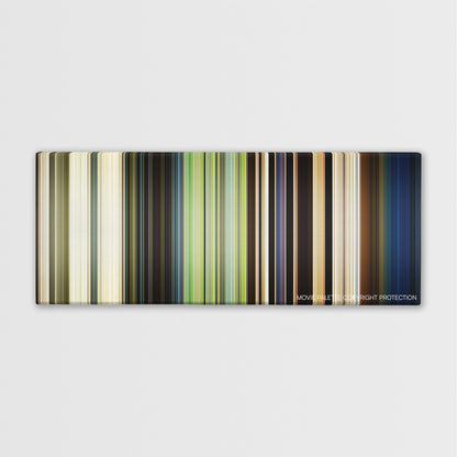 The Ballad of Buster Scruggs color palette canvas print: thousands of thin vertical stripes of color