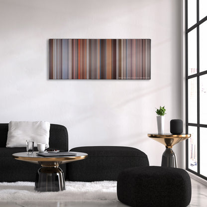 Primal Fear color palette canvas above a black sofa with a gold-topped table