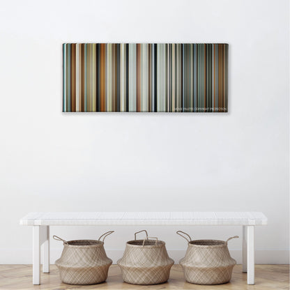 The Killing of a Sacred Deer color palette canvas above a white bench with three woven baskets