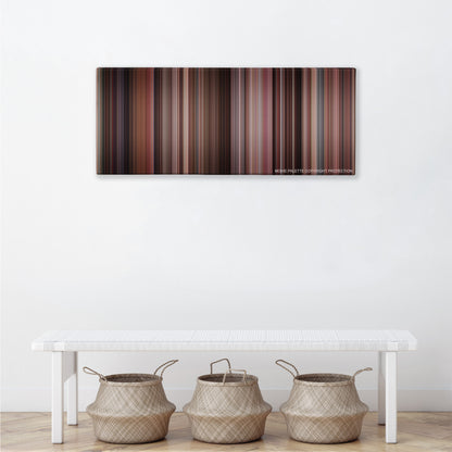 Pretty Woman color palette canvas above a white bench with three woven baskets