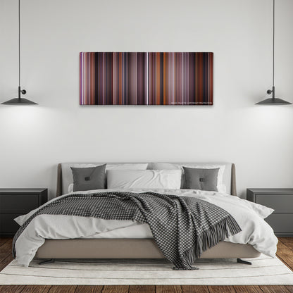 Spider-Man 2 color palette canvas above a bed, between two black pendant lamps