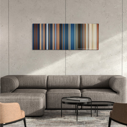 True Lies color palette canvas on a concrete wall above a gray sectional sofa