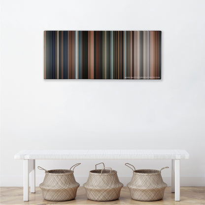 Get Smart color palette canvas above a white bench with three woven baskets