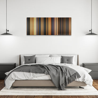 Wallace & Gromit: The Curse of the Were-Rabbit color palette canvas above a bed, between two black pendant lamps