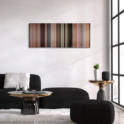 Talladega Nights: The Ballad of Ricky Bobby color palette canvas above a black sofa with a gold-topped table