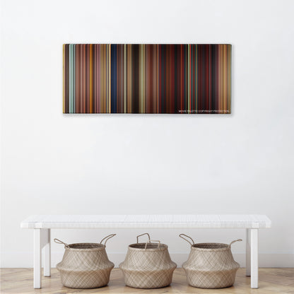 Kung Fu Panda 2 color palette canvas above a white bench with three woven baskets