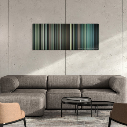 Million Dollar Baby color palette canvas on a concrete wall above a gray sectional sofa