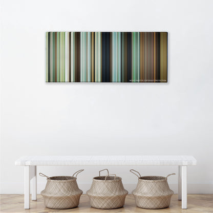Moonlight color palette canvas above a white bench with three woven baskets