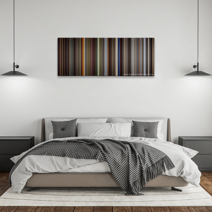How to Train Your Dragon color palette canvas above a bed, between two black pendant lamps
