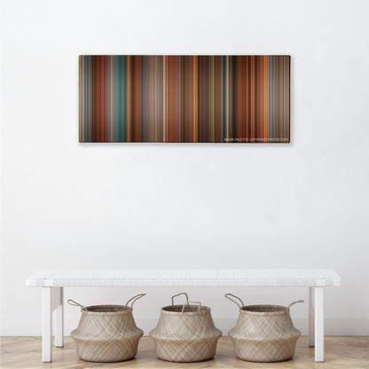 The Ugly Truth color palette canvas above a white bench with three woven baskets