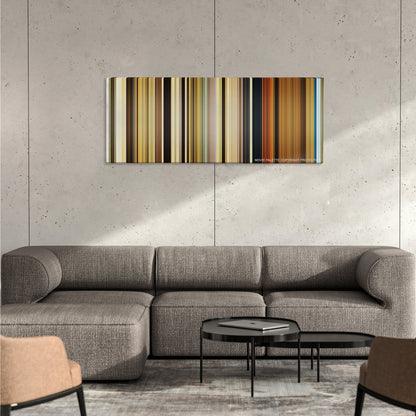 O Brother, Where Art Thou? color palette canvas on a concrete wall above a gray sectional sofa