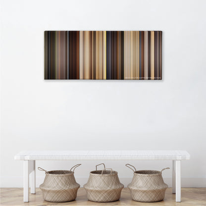 Indiana Jones and the Raiders of the Lost Ark color palette canvas above a white bench with three woven baskets