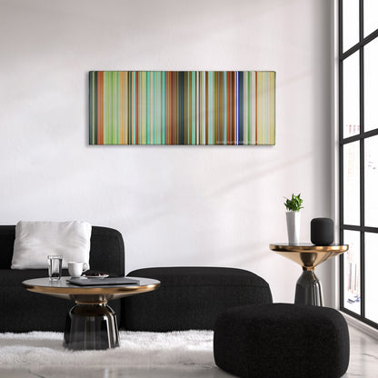 The Simpsons Movie color palette canvas above a black sofa with a gold-topped table