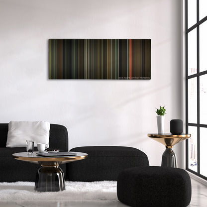 The Twilight Saga: New Moon color palette canvas above a black sofa with a gold-topped table