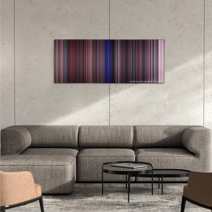 Vanilla Sky color palette canvas on a concrete wall above a gray sectional sofa