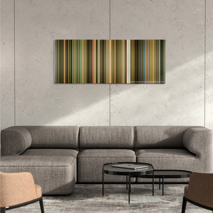 The Fall color palette canvas on a concrete wall above a gray sectional sofa