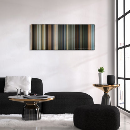 El Camino: A Breaking Bad Movie color palette canvas above a black sofa with a gold-topped table