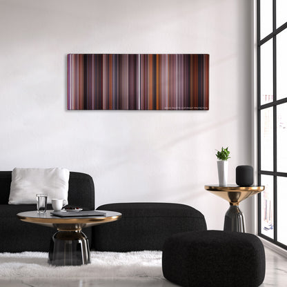 Spider-Man 2 color palette canvas above a black sofa with a gold-topped table