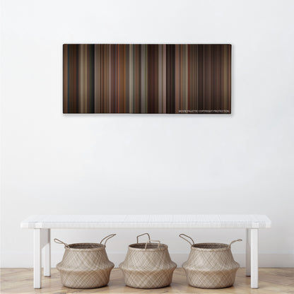 Big Daddy color palette canvas above a white bench with three woven baskets