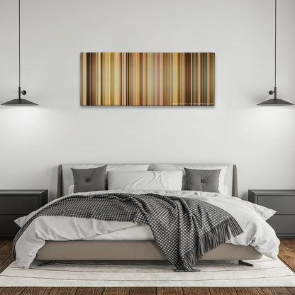 Leon: The Professional color palette canvas above a bed, between two black pendant lamps