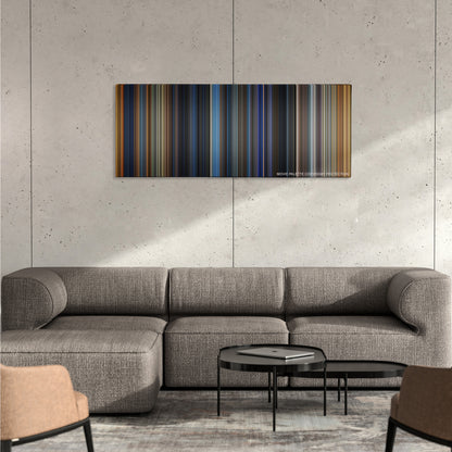 Bad Boys color palette canvas on a concrete wall above a gray sectional sofa