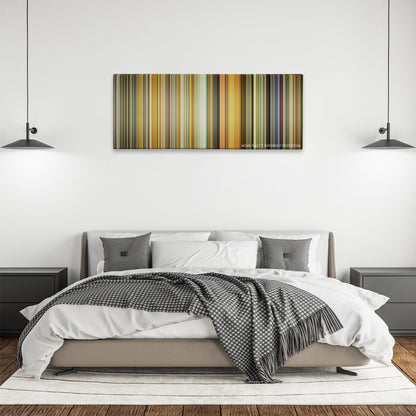 Me and Earl and the Dying Girl color palette canvas above a bed, between two black pendant lamps