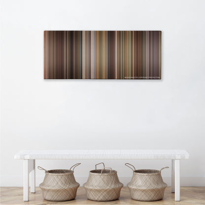 Anger Management color palette canvas above a white bench with three woven baskets