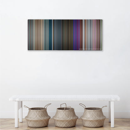 Closer color palette canvas above a white bench with three woven baskets