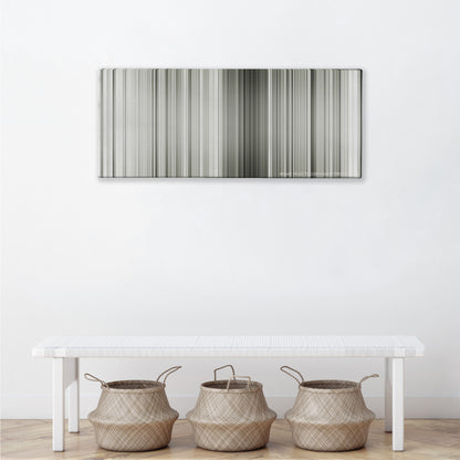 The Great Dictator color palette canvas above a white bench with three woven baskets